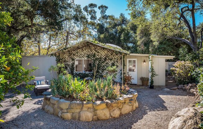 Bright beautiful unfurnished Montecito studio cottage in quiet private garden setting.