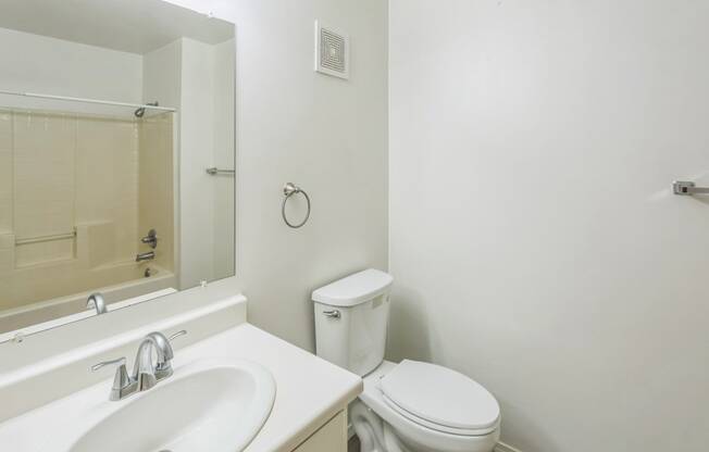 a bathroom with a sink toilet and a mirror