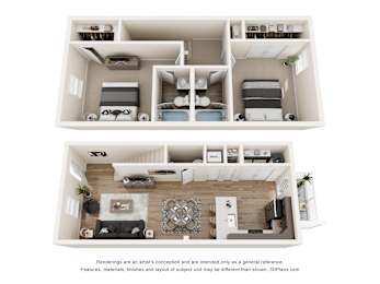 2 beds, 2.5 baths, 1,152 sqft, $1,429
