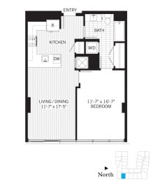 1 bed, 1 bath, 748 sqft, $2,434