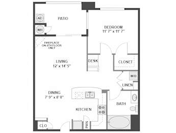 1 bed, 1 bath, 729 sqft, $2,085