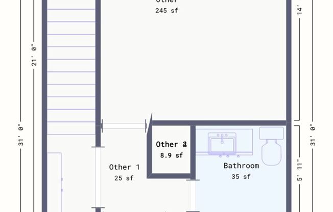 2 Bedroom 1.5 Bathroom Unit
