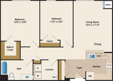 2 beds, 1 bath, 1,104 sqft, $2,100