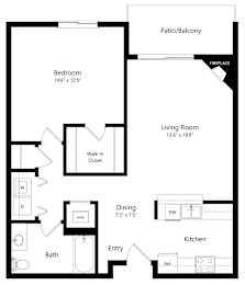 1 bed, 1 bath, 847 sqft, $1,103