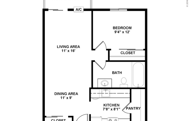 1 bed, 1 bath, 638 sqft, $1,368