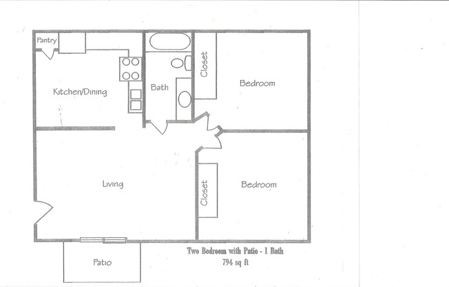 2 beds, 1 bath, 794 sqft, $1,089, Unit 1698-06
