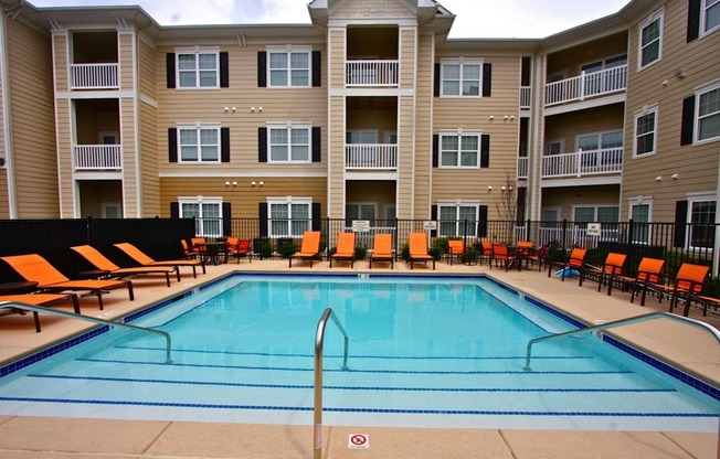 Pool view at Aventura at Forest Park, Missouri