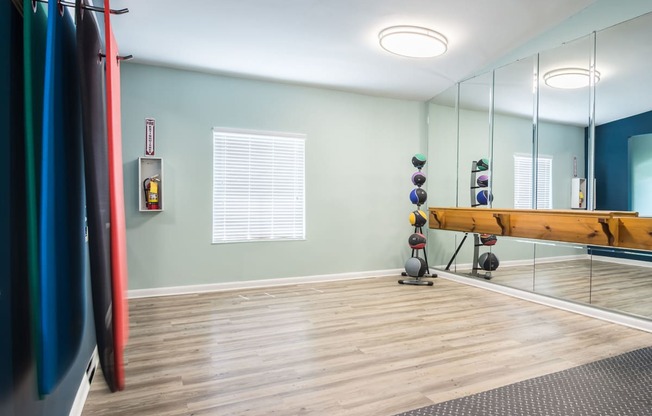 Free Weight Area at Dunwoody Pointe Apartments in Sandy Springs, Georgia, GA 30350