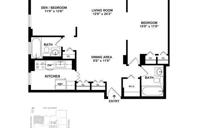 1 bed, 2 baths, 880 sqft, $6,985, Unit W30D