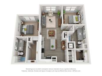 2 beds, 2 baths, 1,164 sqft, $1,433