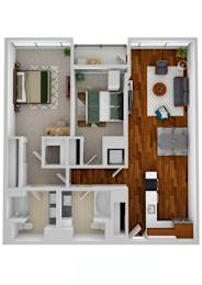 2 beds, 2 baths, 1,111 sqft, $3,100
