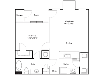 1 bed, 1 bath, 677 sqft, $1,089