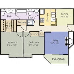 2 beds, 1.5 baths, 860 sqft, $1,789