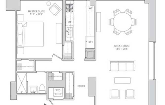 1 bed, 1 bath, 1,078 sqft, $5,900, Unit E202