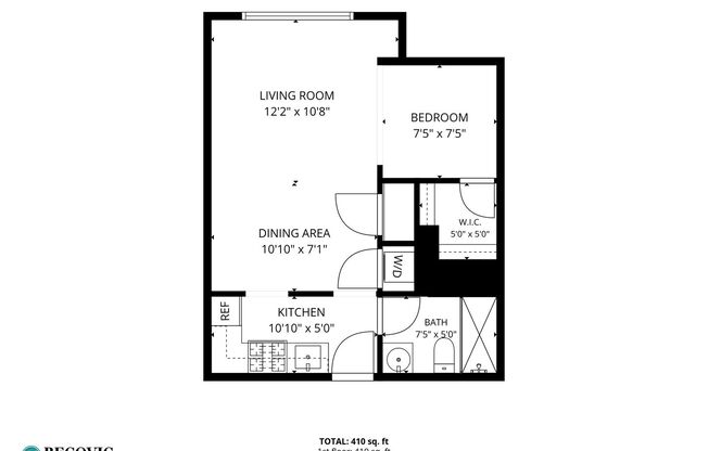 1 bed, 1 bath, 307 sqft, $1,750, Unit 422