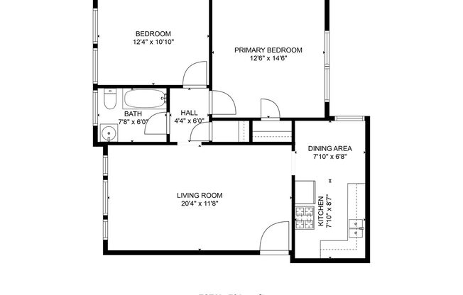 2 beds, 1 bath, 791 sqft, $940, Unit A02