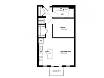 Studio, 1 bath, 633 sqft, $1,530