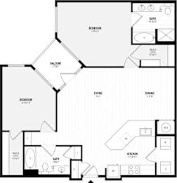 2 beds, 2 baths, 1,252 sqft, $2,336