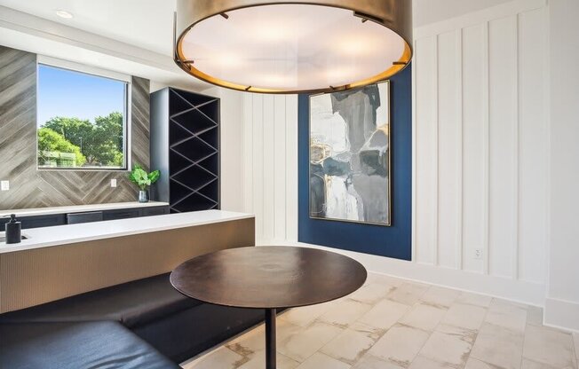 Community area with large booth