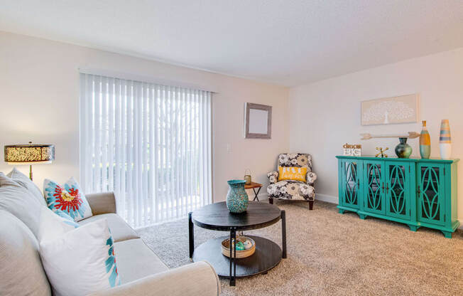 Living Room With Expansive Window at Nob Hill Apartments, Nashville, 37211