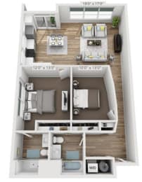 2 beds, 2 baths, 1,230 sqft, $2,449