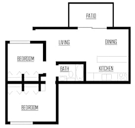 2 beds, 1 bath, 658 sqft, $1,156