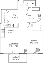 1 bed, 1 bath, 845 sqft, $2,415