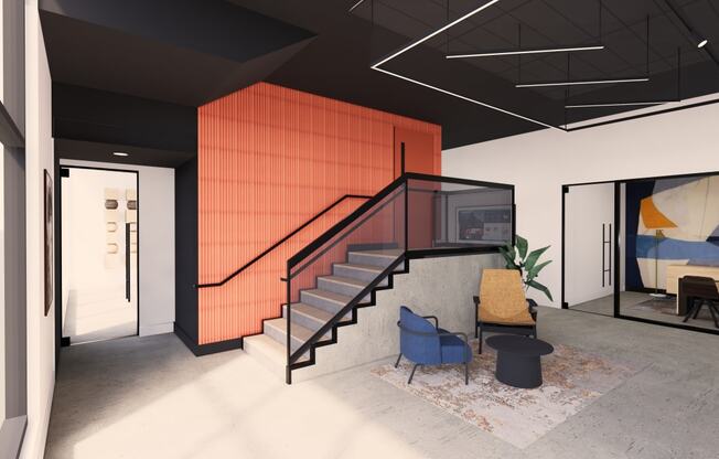 A Rendering of the future lobby at The Indie