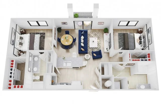 2 beds, 2 baths, 979 sqft, $1,995