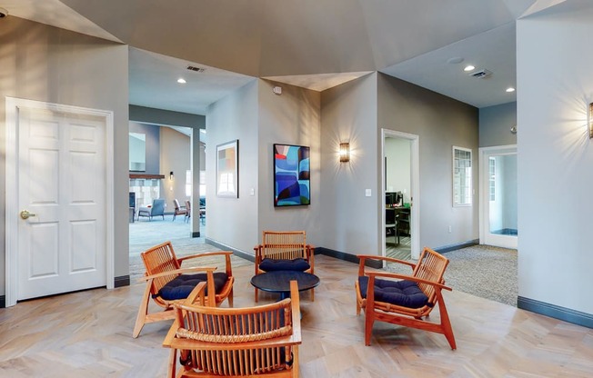 Sitting area in the community clubhouse at The Northbrook Apartments