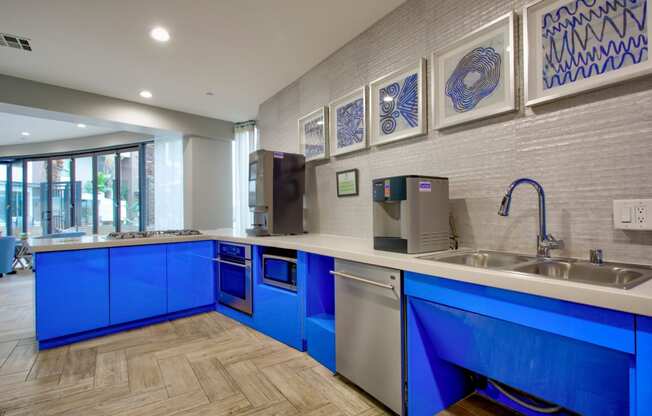 Clubhouse kitchen at Accent Apartments, CA 90066