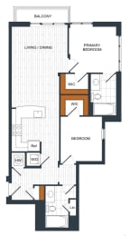 2 beds, 2 baths, 1,045 sqft, $2,534