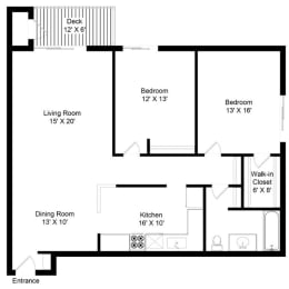 2 beds, 1 bath, 1,359 sqft, $1,595