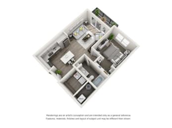 1 bed, 1 bath, 701 sqft, $1,334