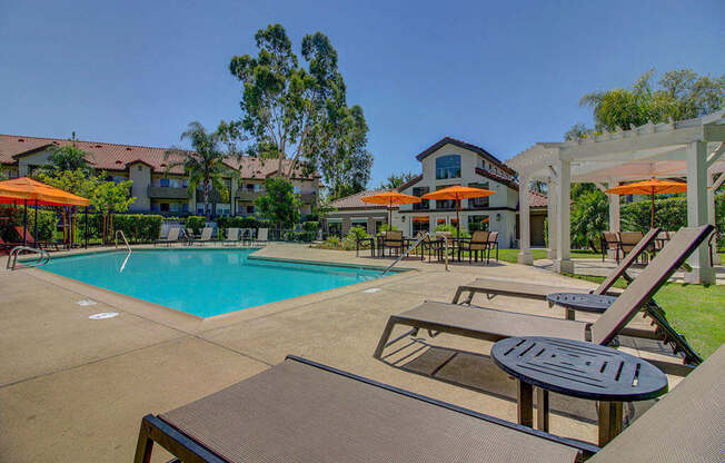Pool deck at the Legends at Rancho Belago, 13292 Lasselle St,, 92553