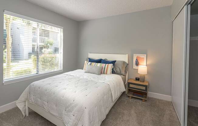 Bedroom with window l Vue at the Lake in Sacramento