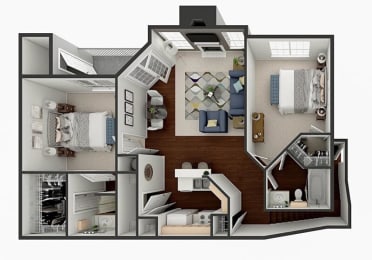 2 beds, 2 baths, 1,206 sqft, $1,405