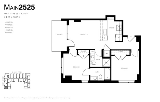 2 beds, 2 baths, 826 sqft, $1,895, Unit APT 106