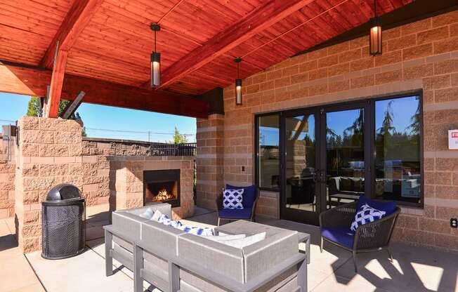 Outdoor Firepit Lounge at The Pacifica Apartments, Washington, 98409