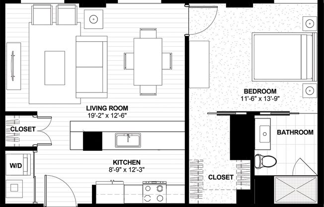1 bed, 1 bath, 700 sqft, $1,558