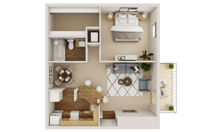 1 bed, 1 bath, 606 sqft, $1,246