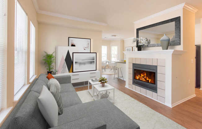 Living Room with Hard Surface Flooring and Gas Fireplace