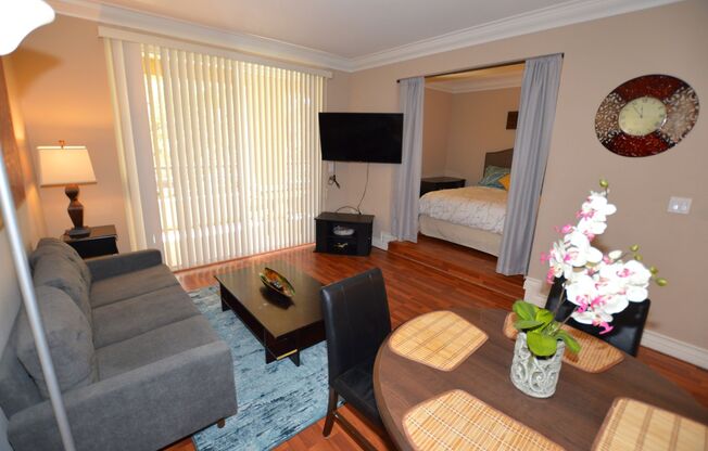 Meridian STUDIO Condo Fully Furnished w/Main Pool View-Lush Green trees in Resort Style Community.