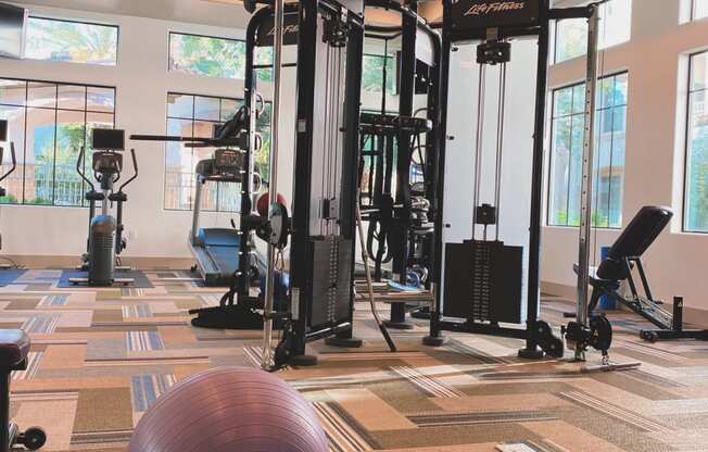 Fitness center with workout equipment