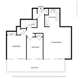 2 beds, 1 bath, 867 sqft, $2,799