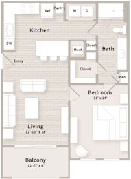1 bed, 1 bath, 709 sqft, $1,259