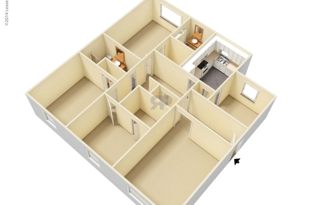 2 beds, 1 bath, 1,340 sqft, $1,420
