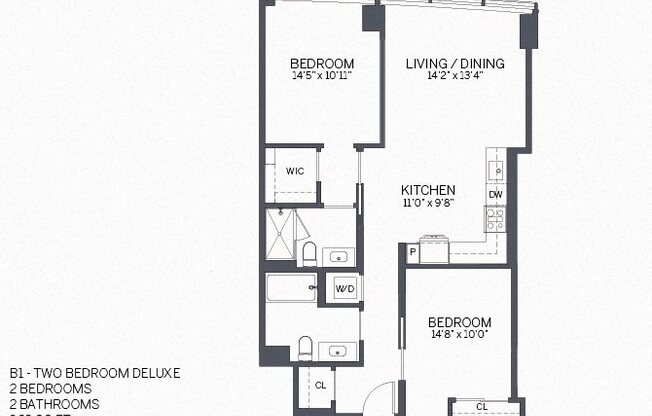 2 beds, 2 baths, 1,000 sqft, $3,957