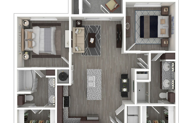 2 beds, 2 baths, 1,005 sqft, $1,625