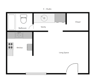 Studio, 1 bath, 410 sqft, $725